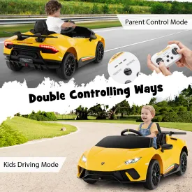 12V Kids Ride on Car Lamborghini with Remote Control and LED Lights-Yellow