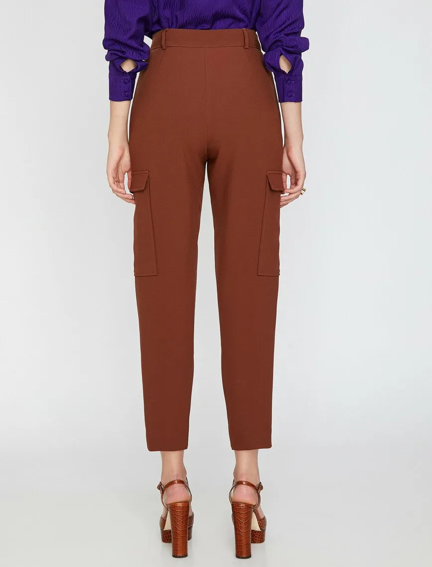 16328 Brown Pocket Detail Trousers