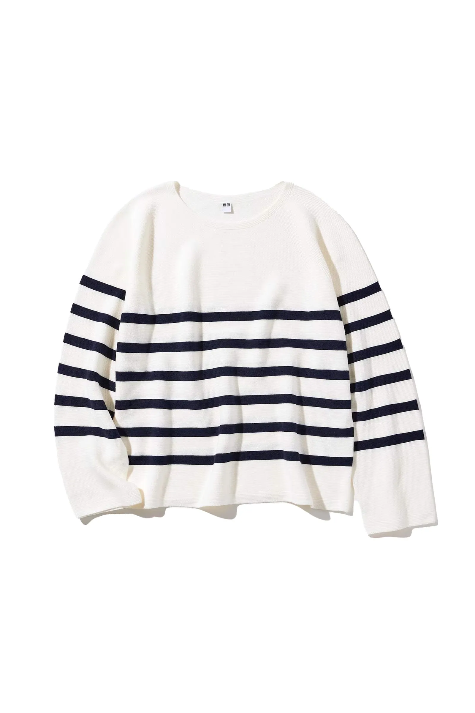 3D Knit Cotton Crew Neck Jumper (Stripe)