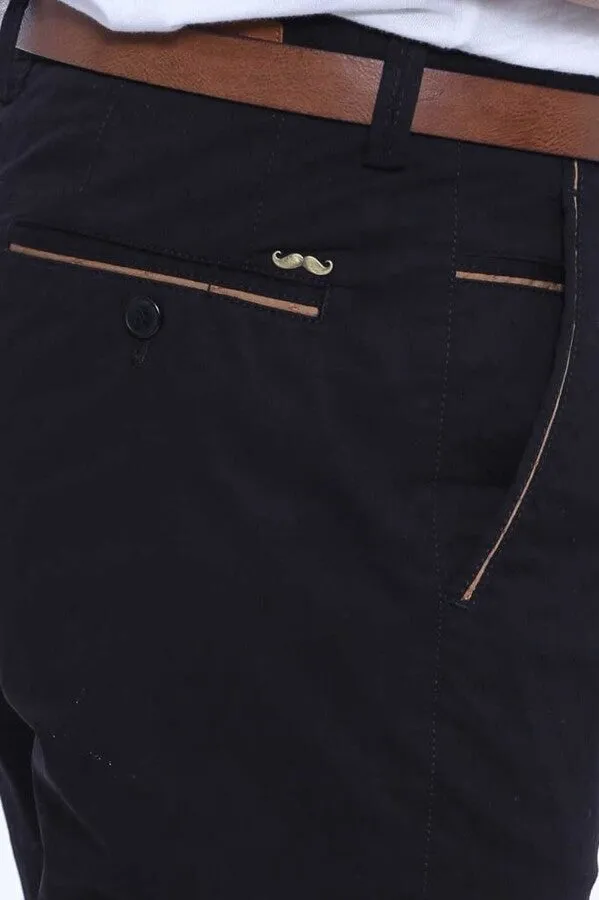 5 Pockets Patterned Black Men Pants - Wessi