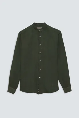 basic linen shirt mao military green