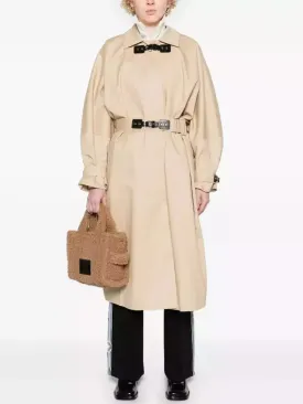 Belted Double-Buckled Long Trench Coat