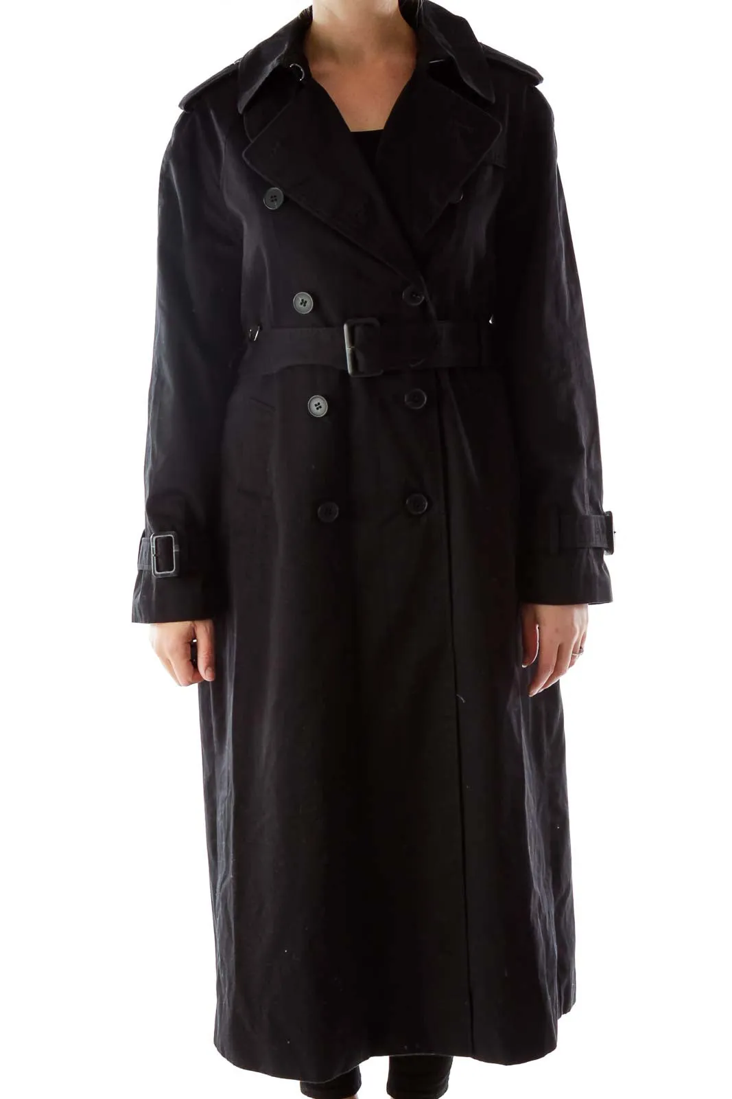 Black Buttoned Trench Coat