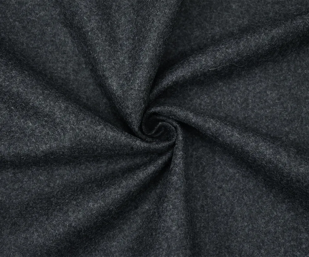 Black-Gray Boiled Wool Texture Woven Jacketing Fabric