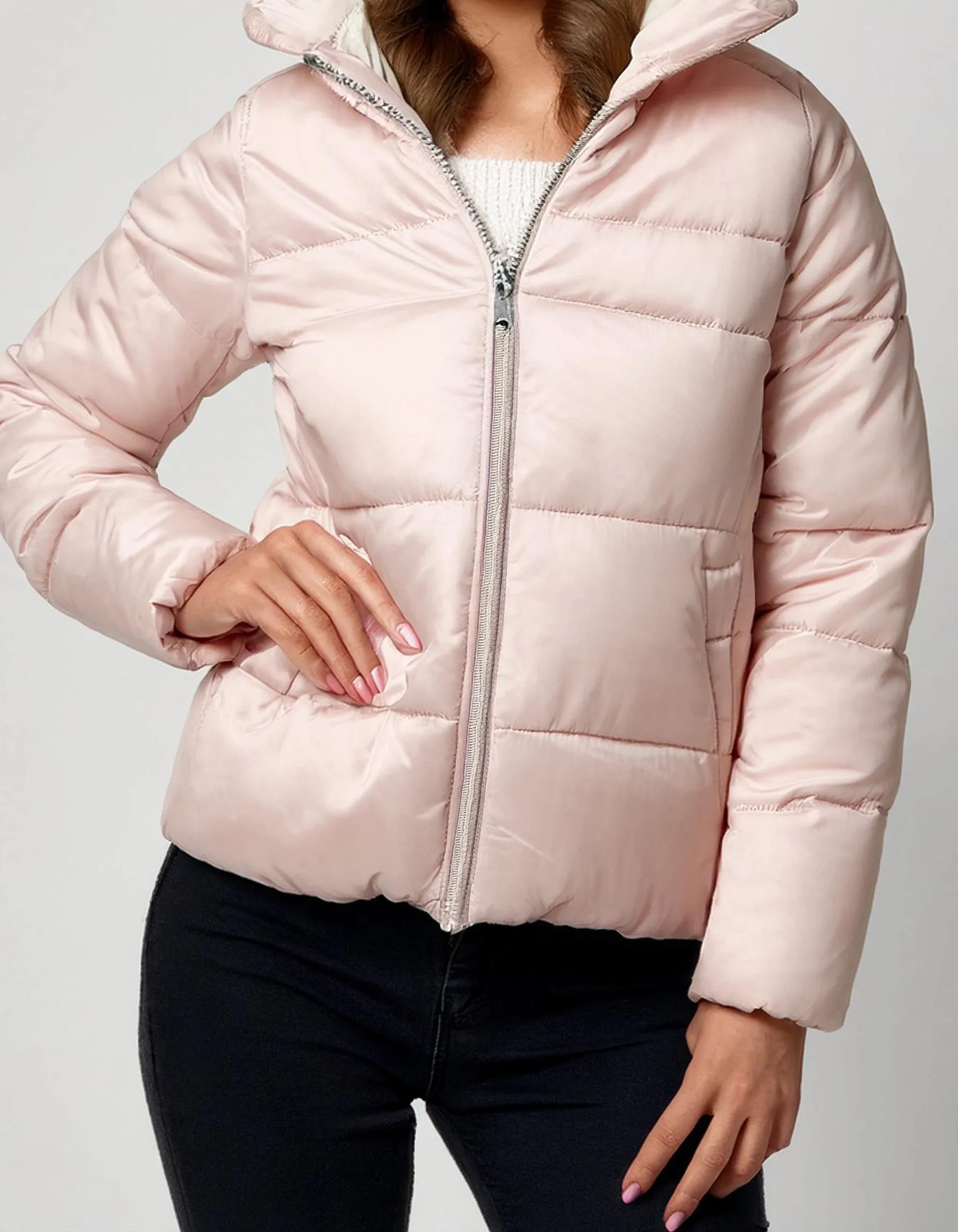 Blush Pink Short Puffer Jacket