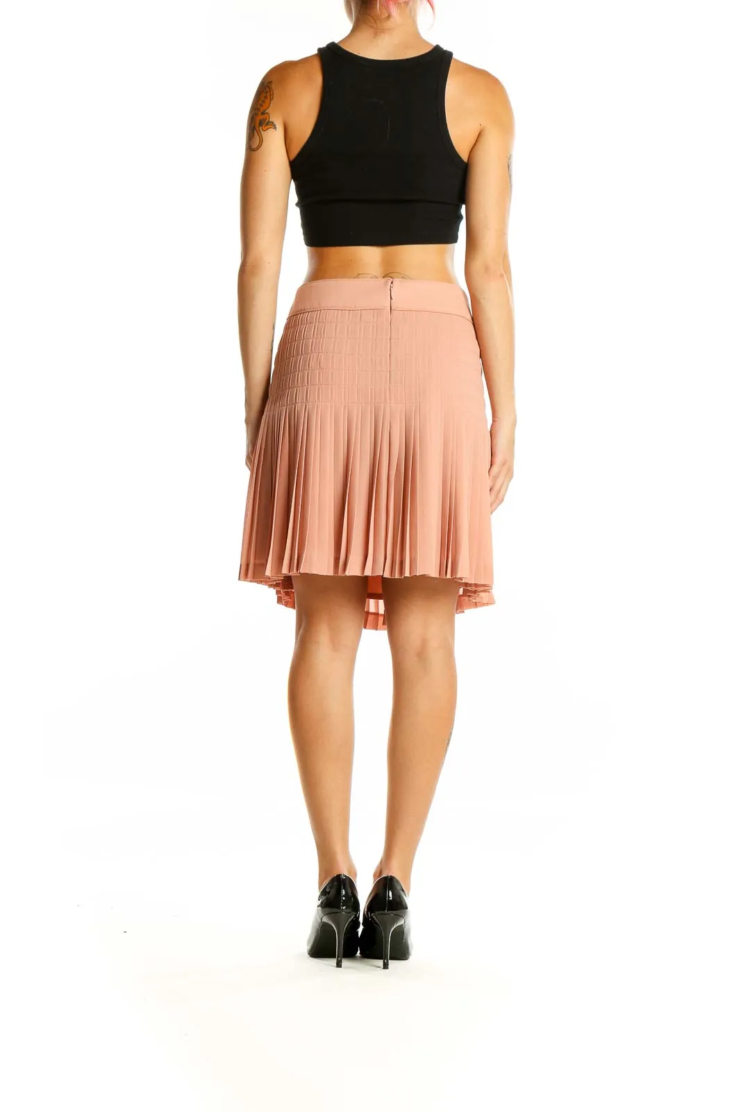 Blush Pleated Polyester Mini Skirt