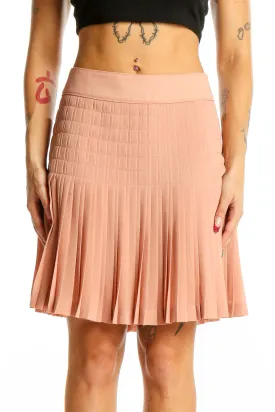 Blush Pleated Polyester Mini Skirt