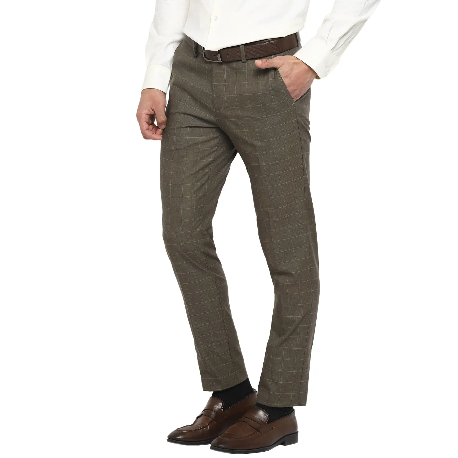 Brown Ultra Slim Fit Checked Trouser