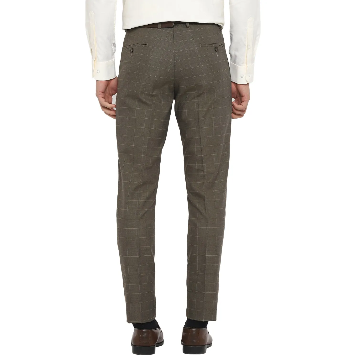 Brown Ultra Slim Fit Checked Trouser