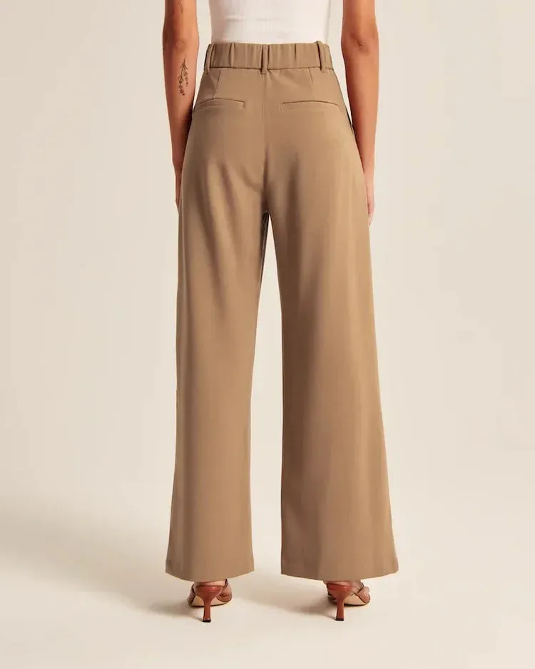 Brown Wide Leg Tailored Pant