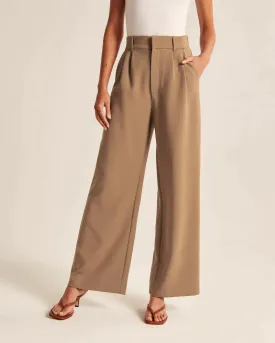 Brown Wide Leg Tailored Pant