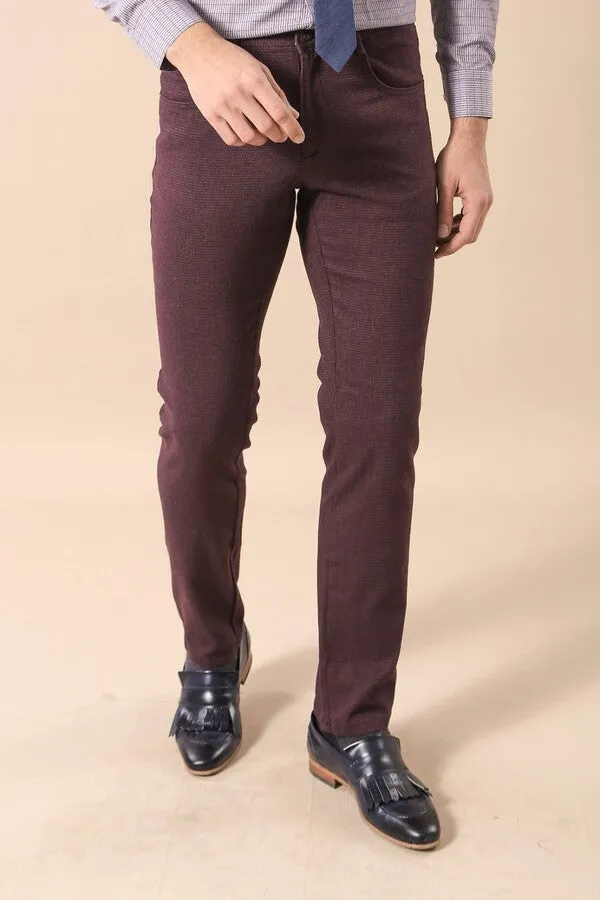 Burgundy Patterned Pants - Wessi