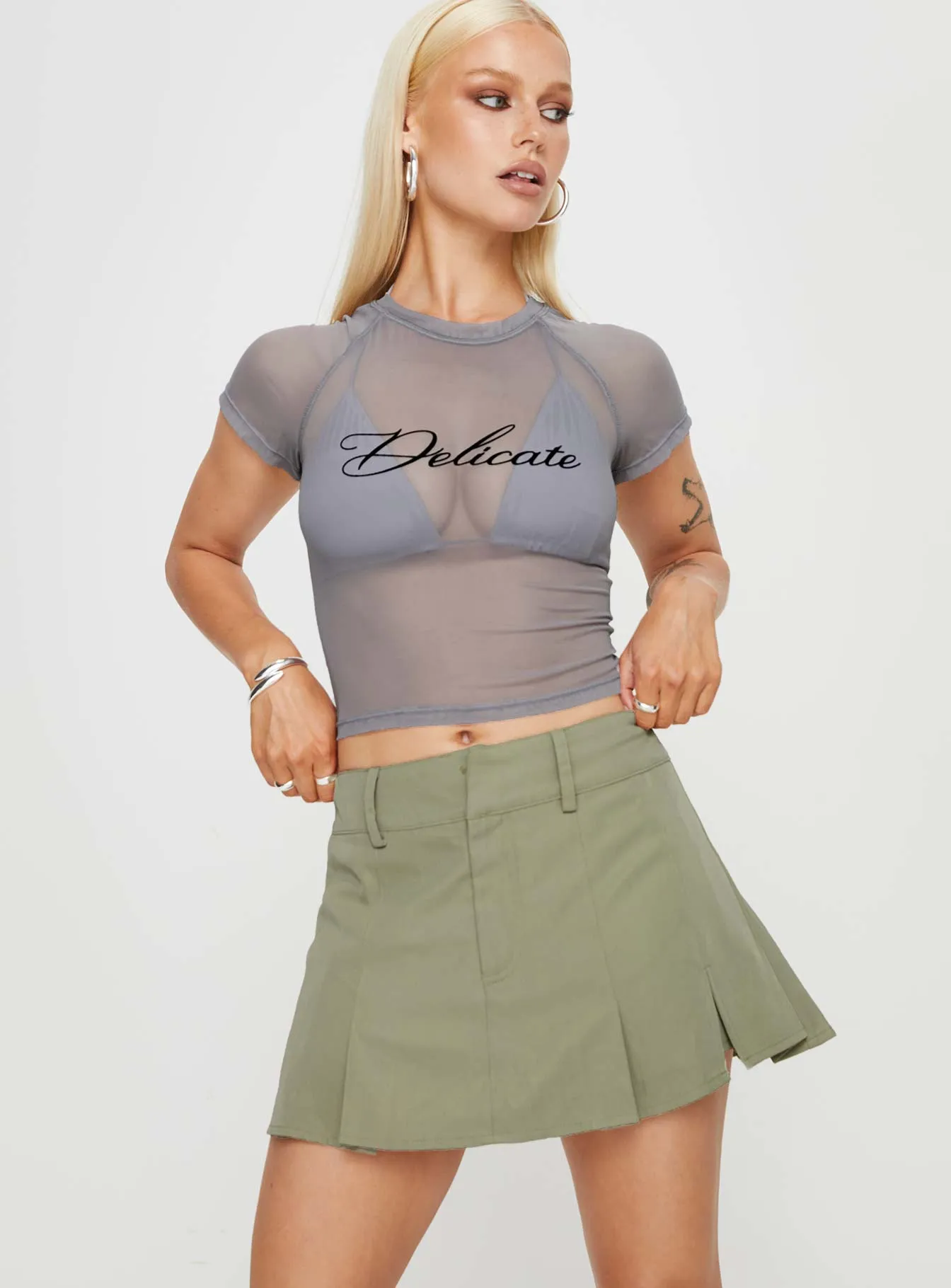 Calianna Pleated Mini Skort Green