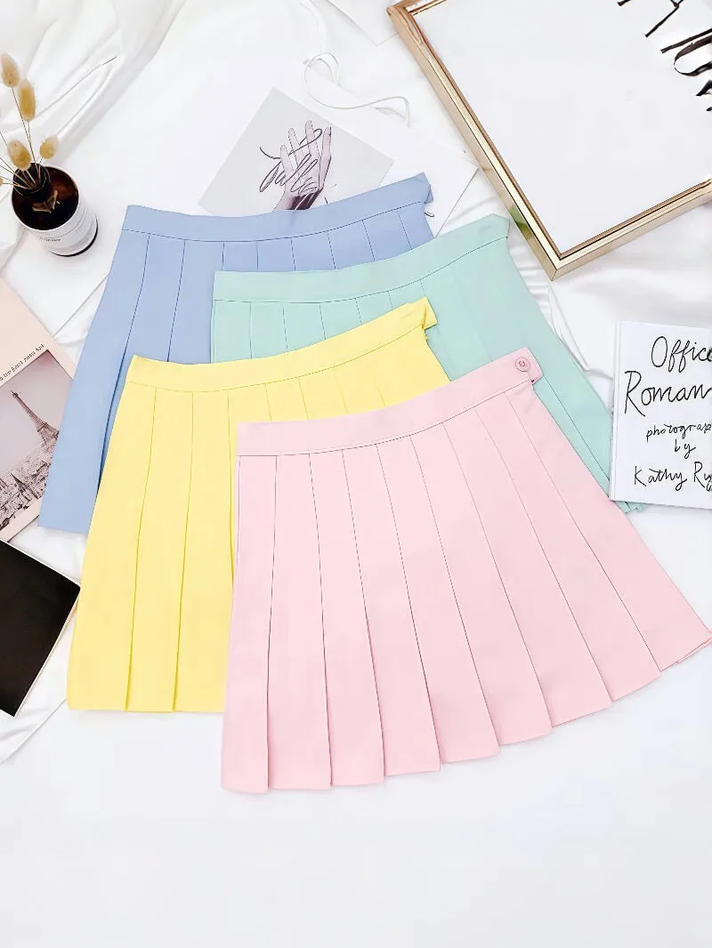 Candy solid pleated mini skirt