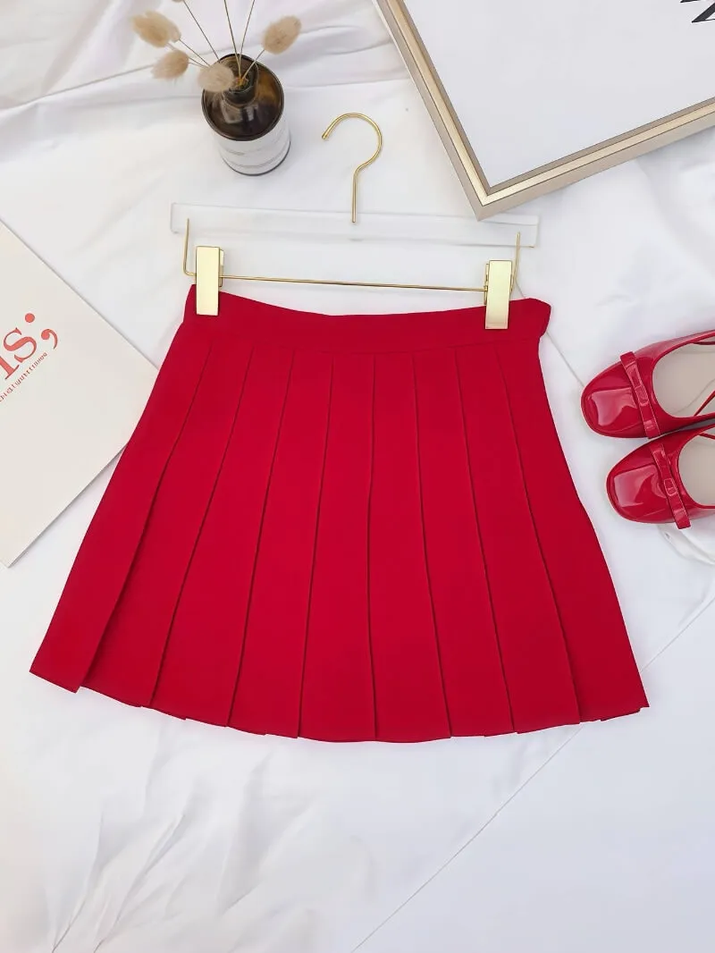 Candy solid pleated mini skirt