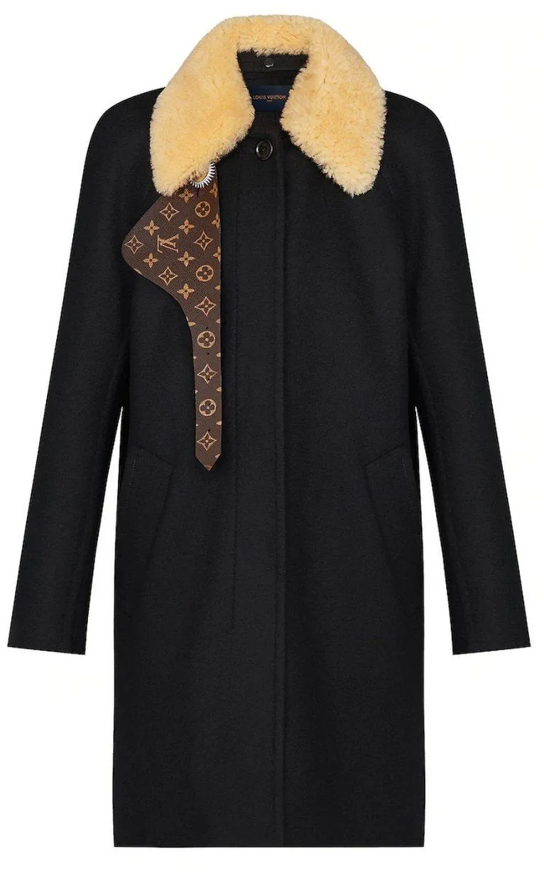 Car Coat with Shearling Collar