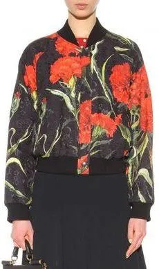 Carnation Print Bomber Jacket