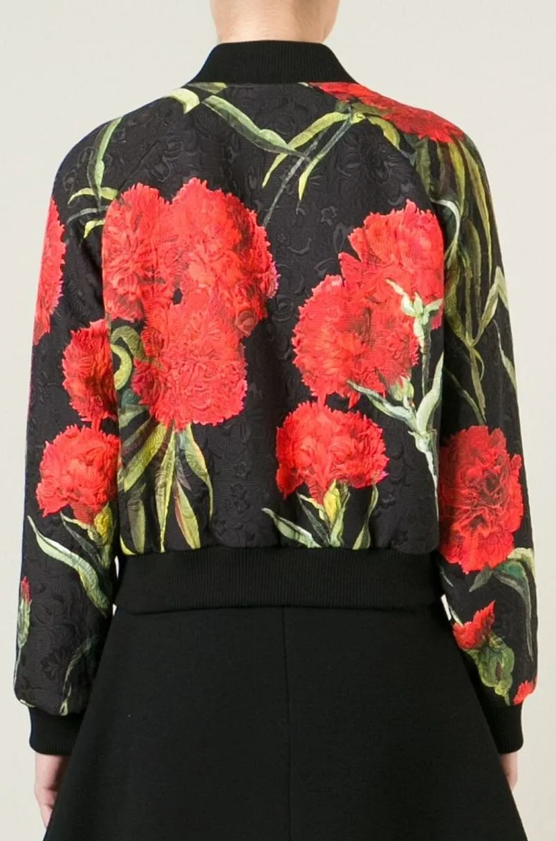 Carnation Print Bomber Jacket