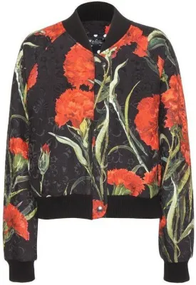 Carnation Print Bomber Jacket