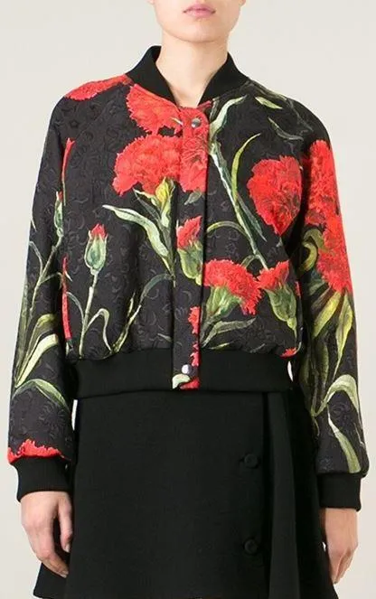 Carnation Print Bomber Jacket