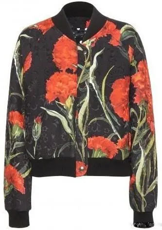 Carnation Print Bomber Jacket