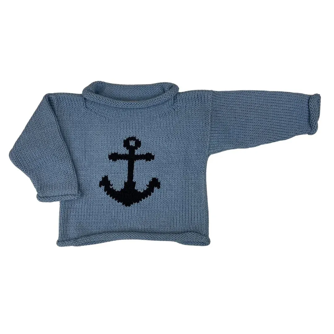 Chambray Anchor Roll Neck Sweater