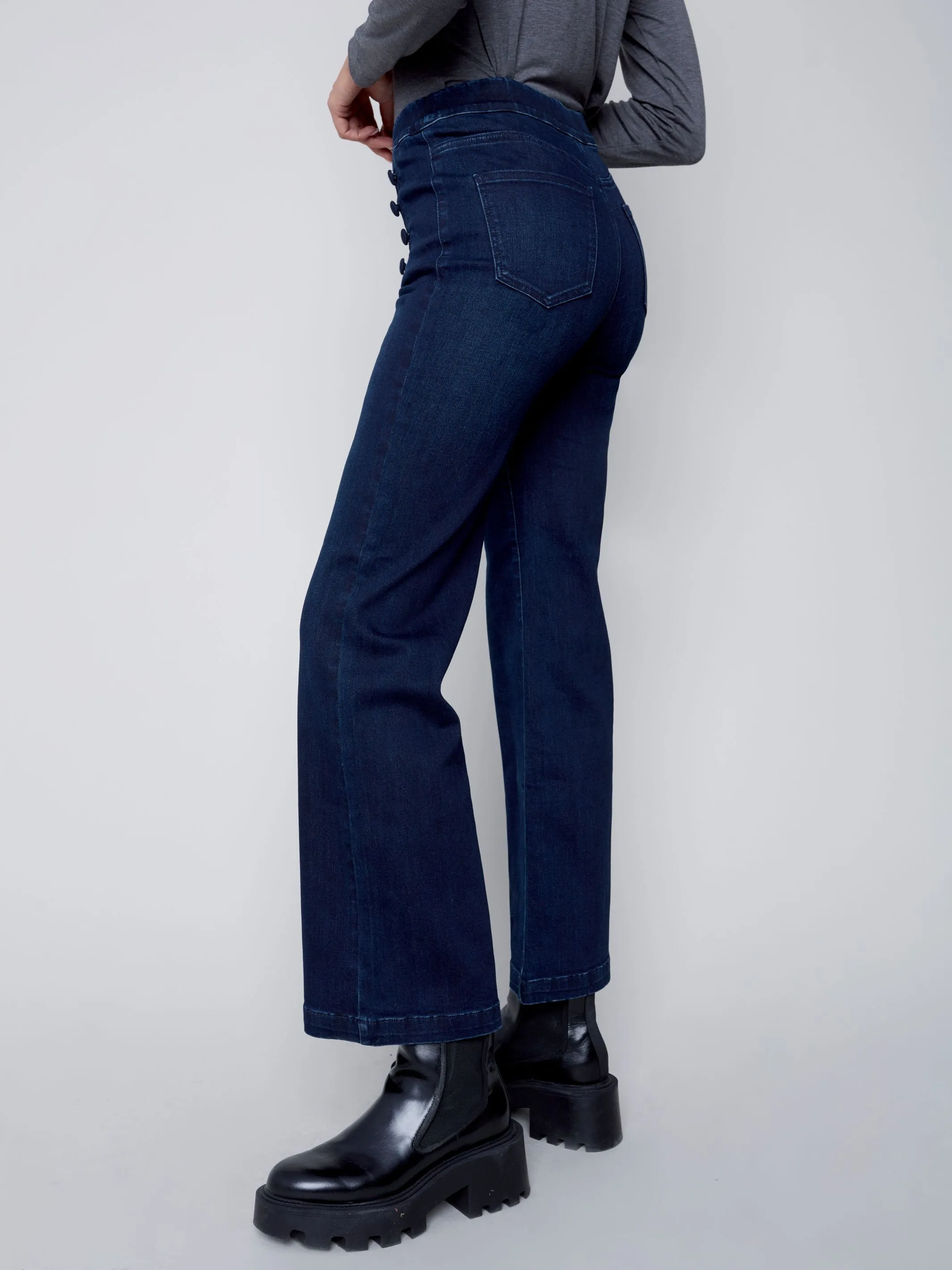 Charlie B. Flare Jean with Button Detail