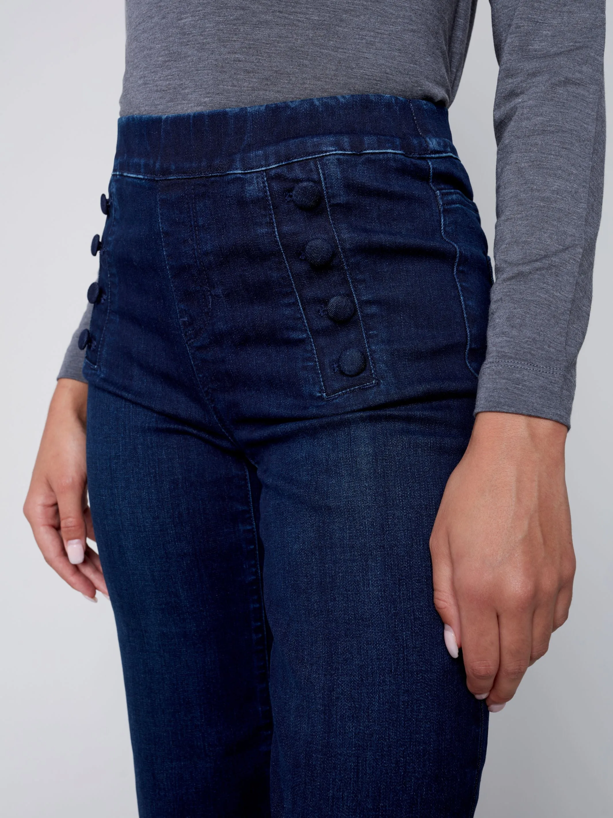 Charlie B. Flare Jean with Button Detail