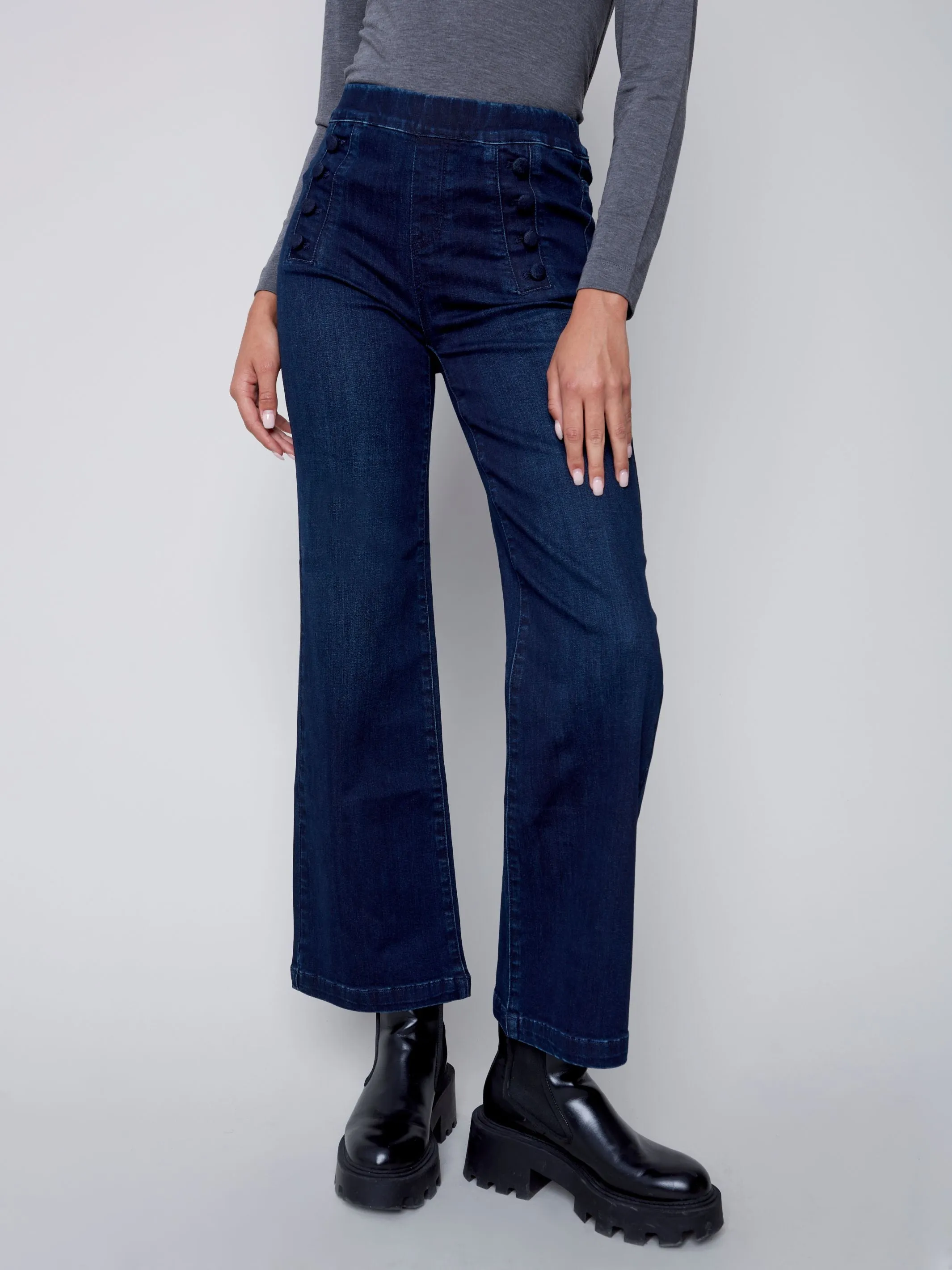 Charlie B. Flare Jean with Button Detail