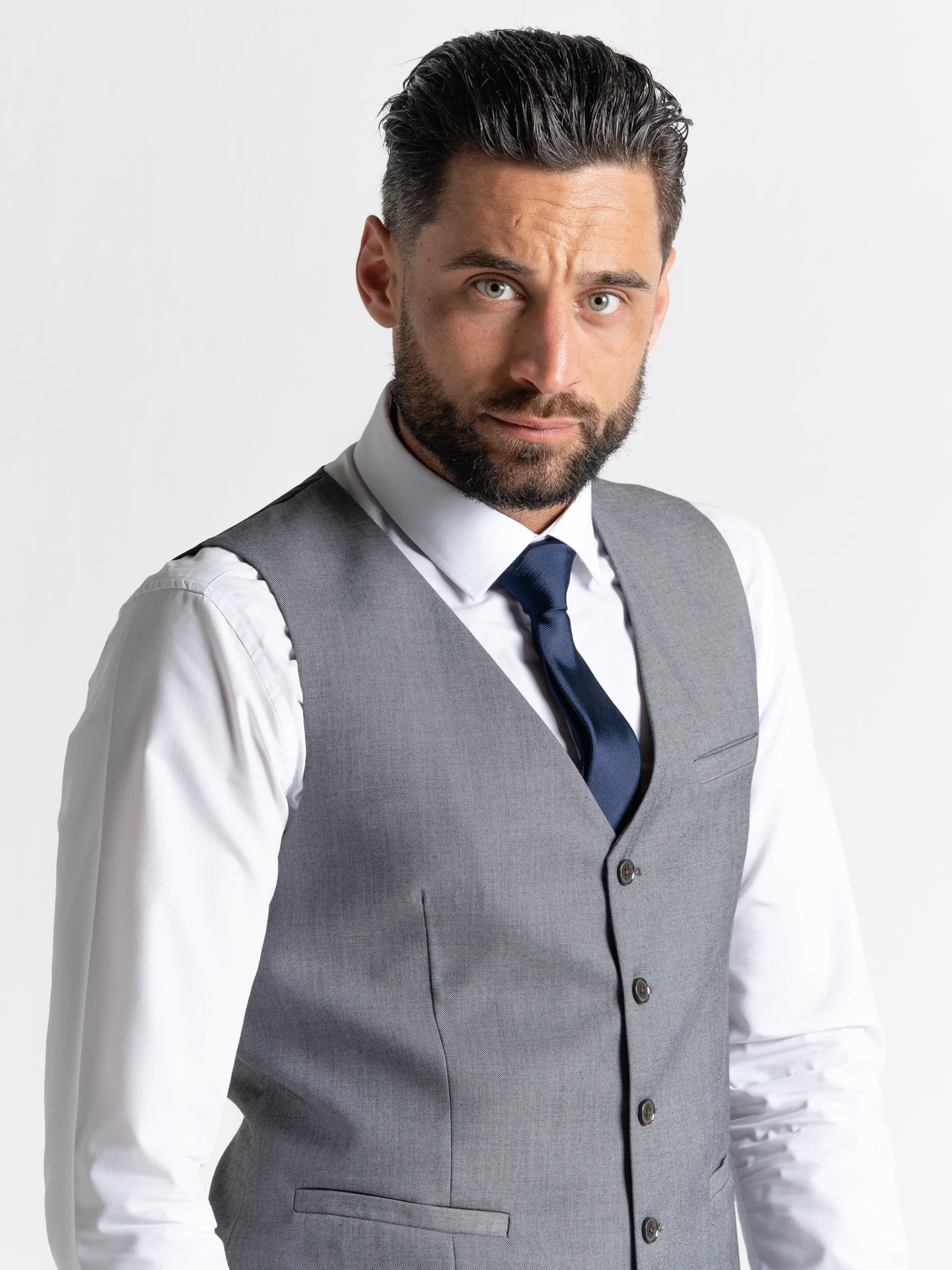 CHARLIE MAX BLUE BLAZER WITH GREY WAISTCOAT