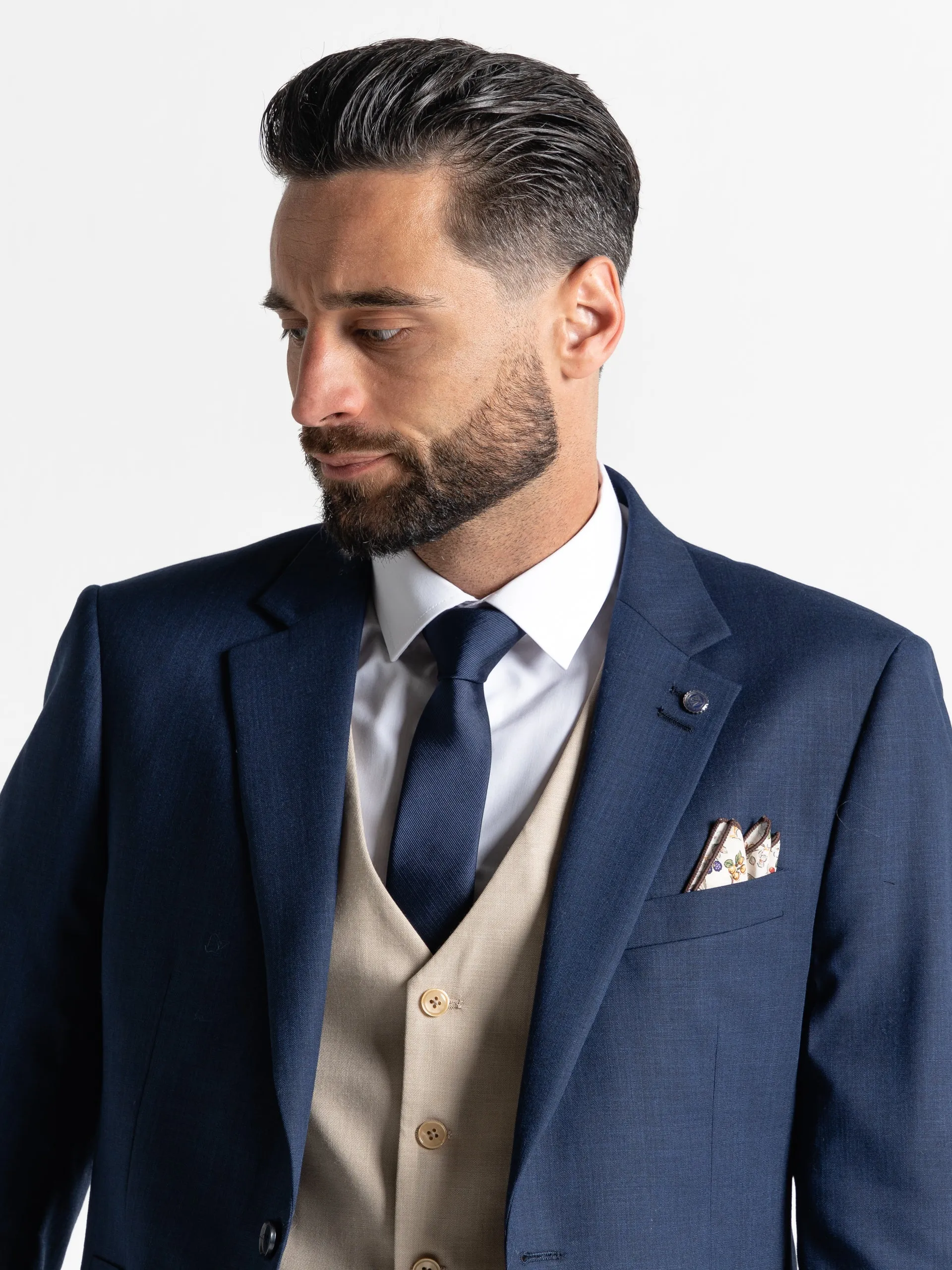 CHARLIE NAVY BLAZER WITH CREAM WAISTCOAT