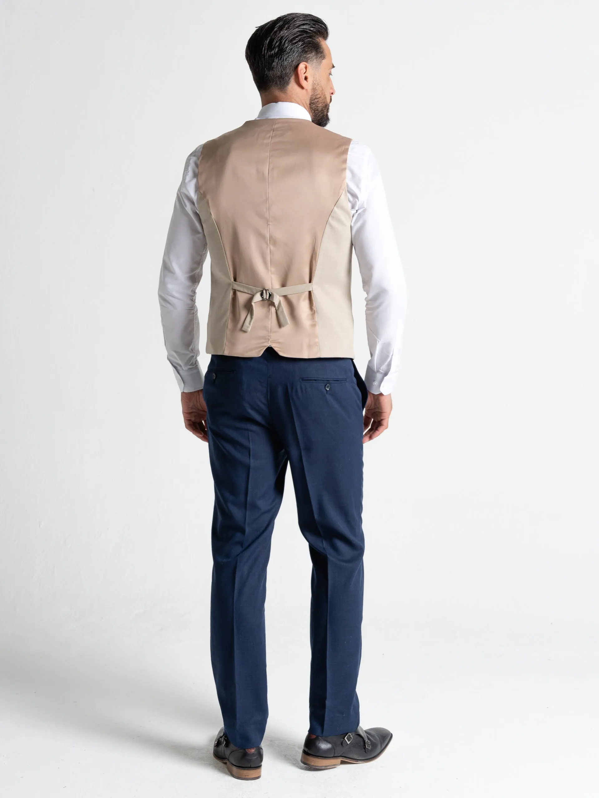 CHARLIE NAVY BLAZER WITH CREAM WAISTCOAT