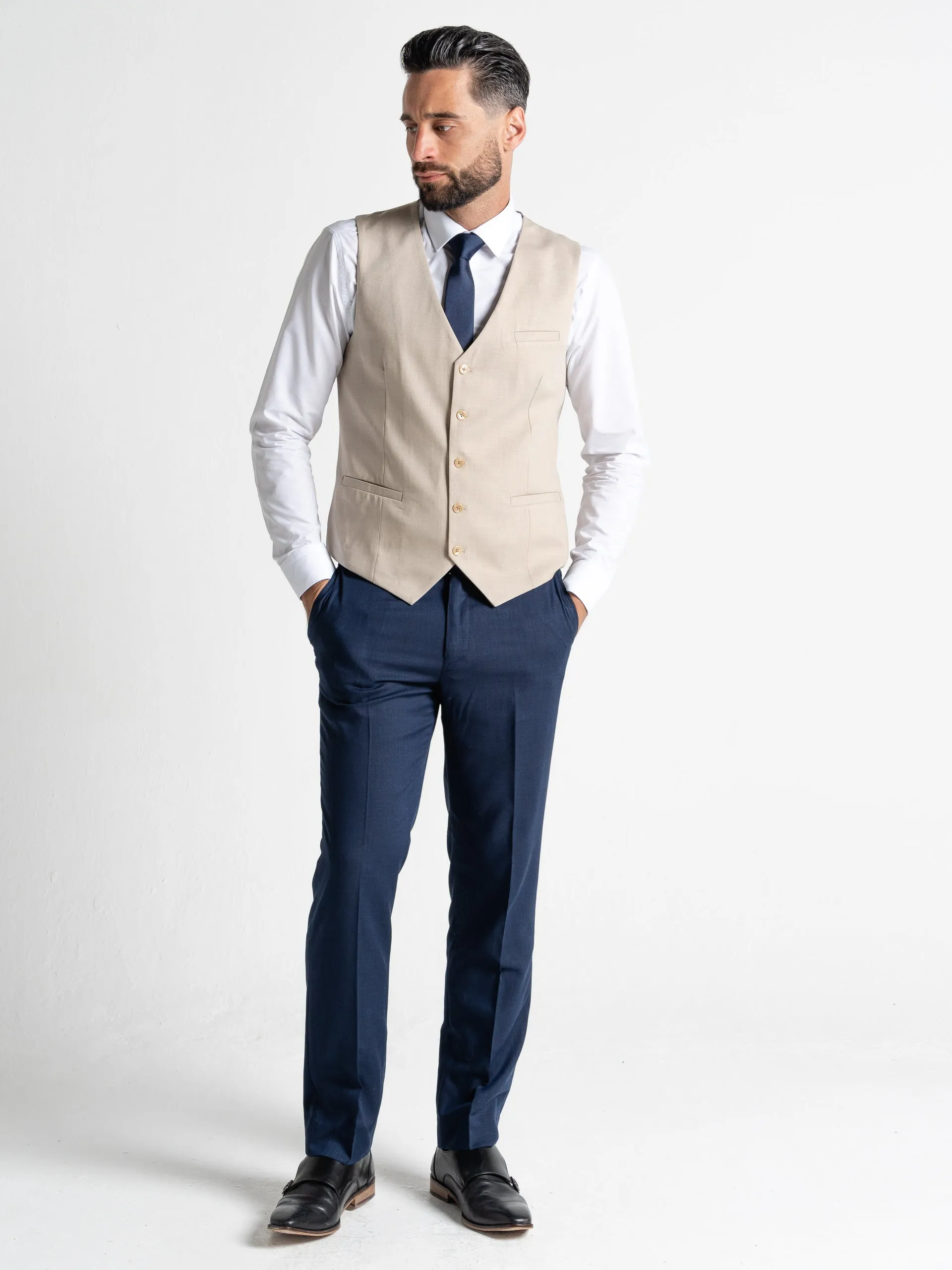 CHARLIE NAVY BLAZER WITH CREAM WAISTCOAT