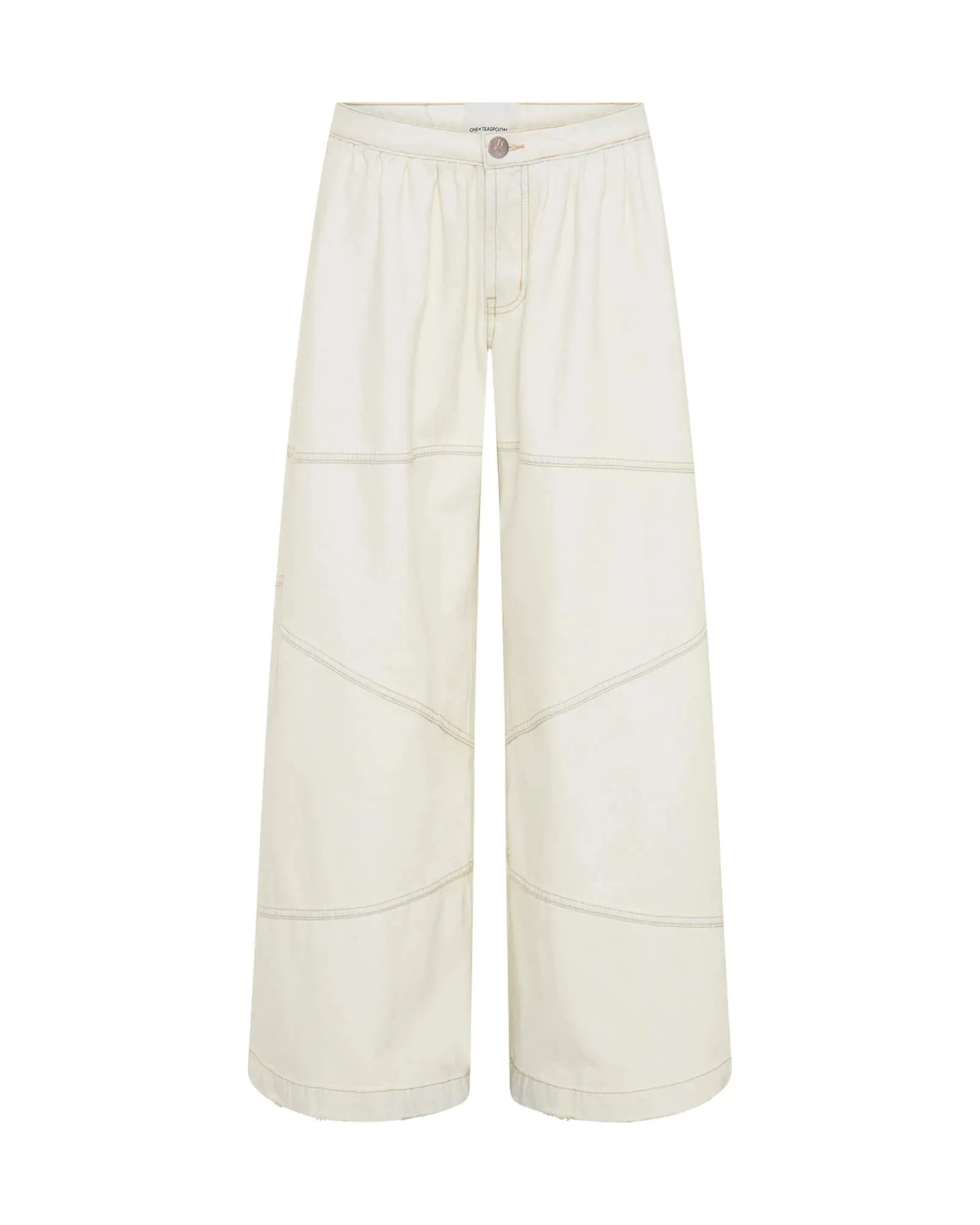 Daddios Wide Leg Denim Jeans - Cream