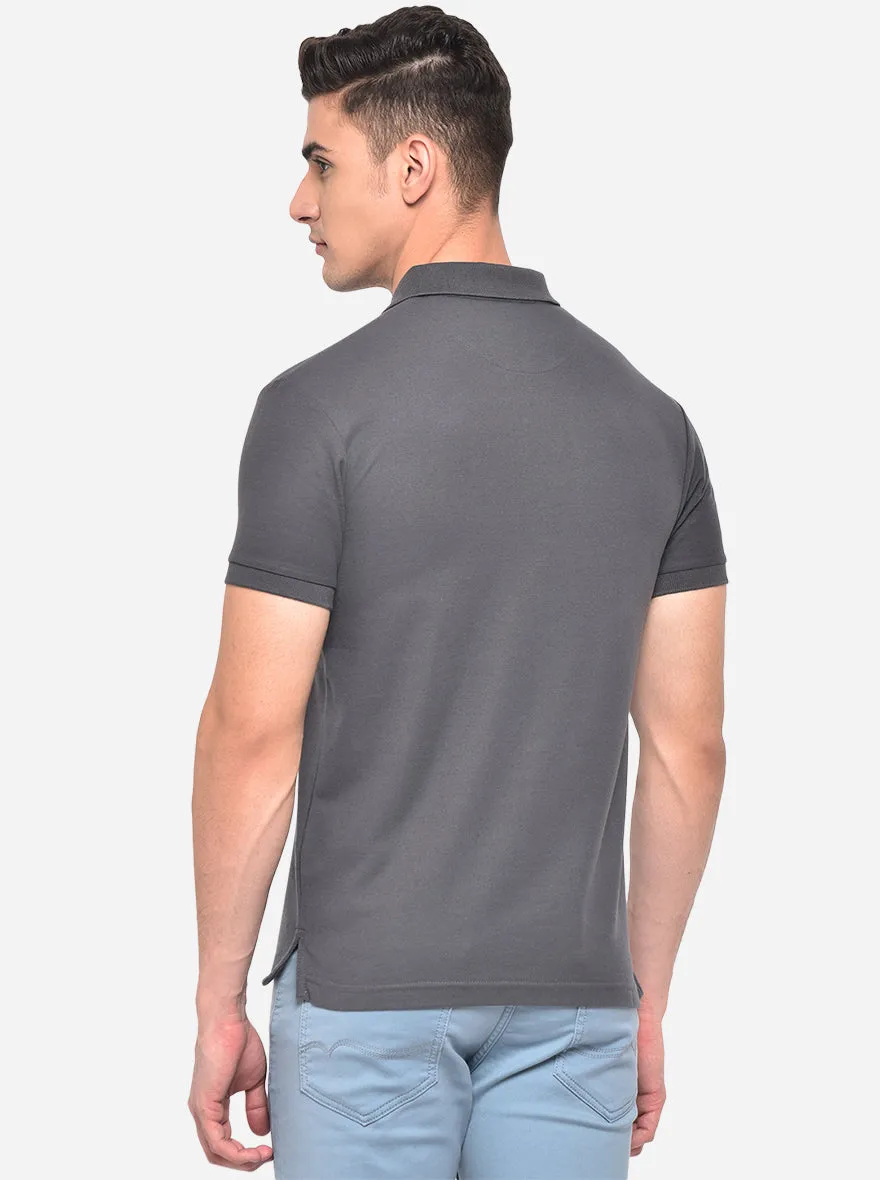 Duck Grey Solid Slim Fit Polo T-Shirt | Greenfibre