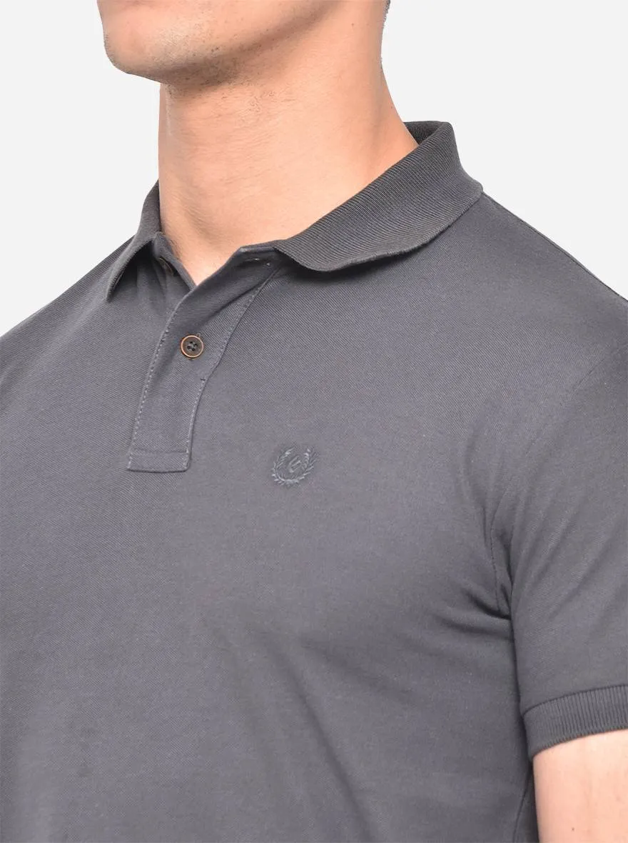 Duck Grey Solid Slim Fit Polo T-Shirt | Greenfibre