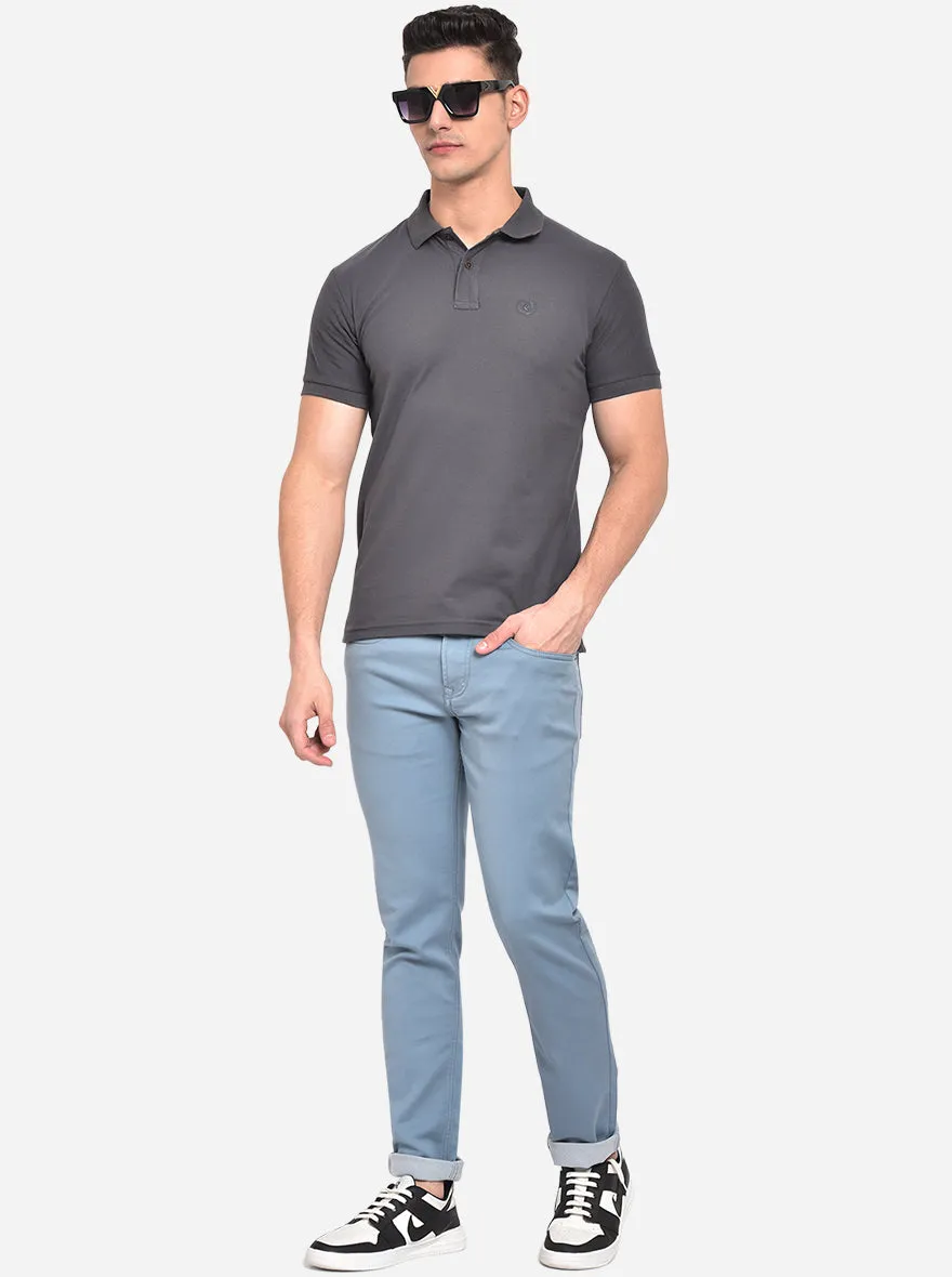 Duck Grey Solid Slim Fit Polo T-Shirt | Greenfibre