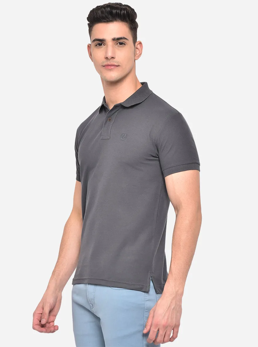 Duck Grey Solid Slim Fit Polo T-Shirt | Greenfibre