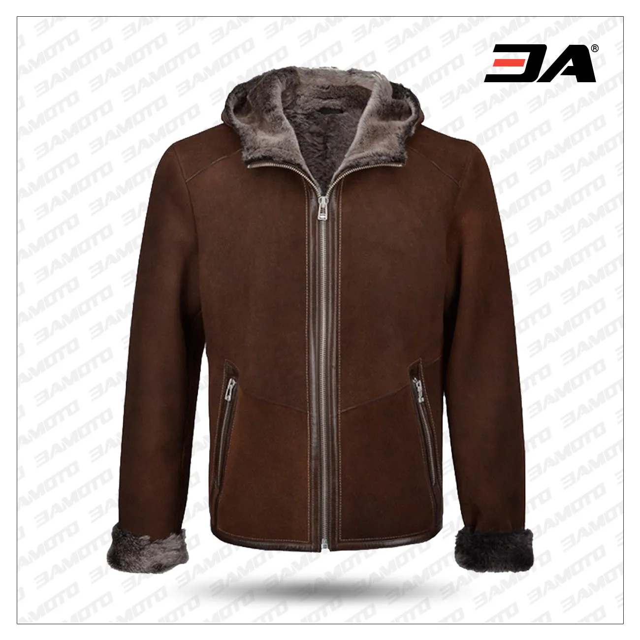 Fashion Men Sheepskin Jacket Brown