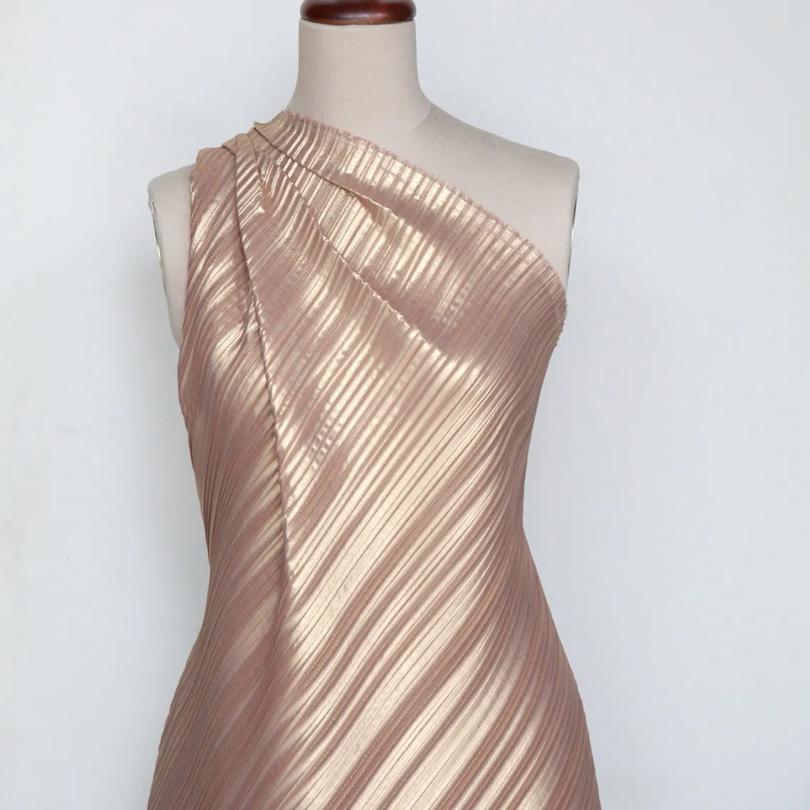 Folded Copper Pleated Double Georgette