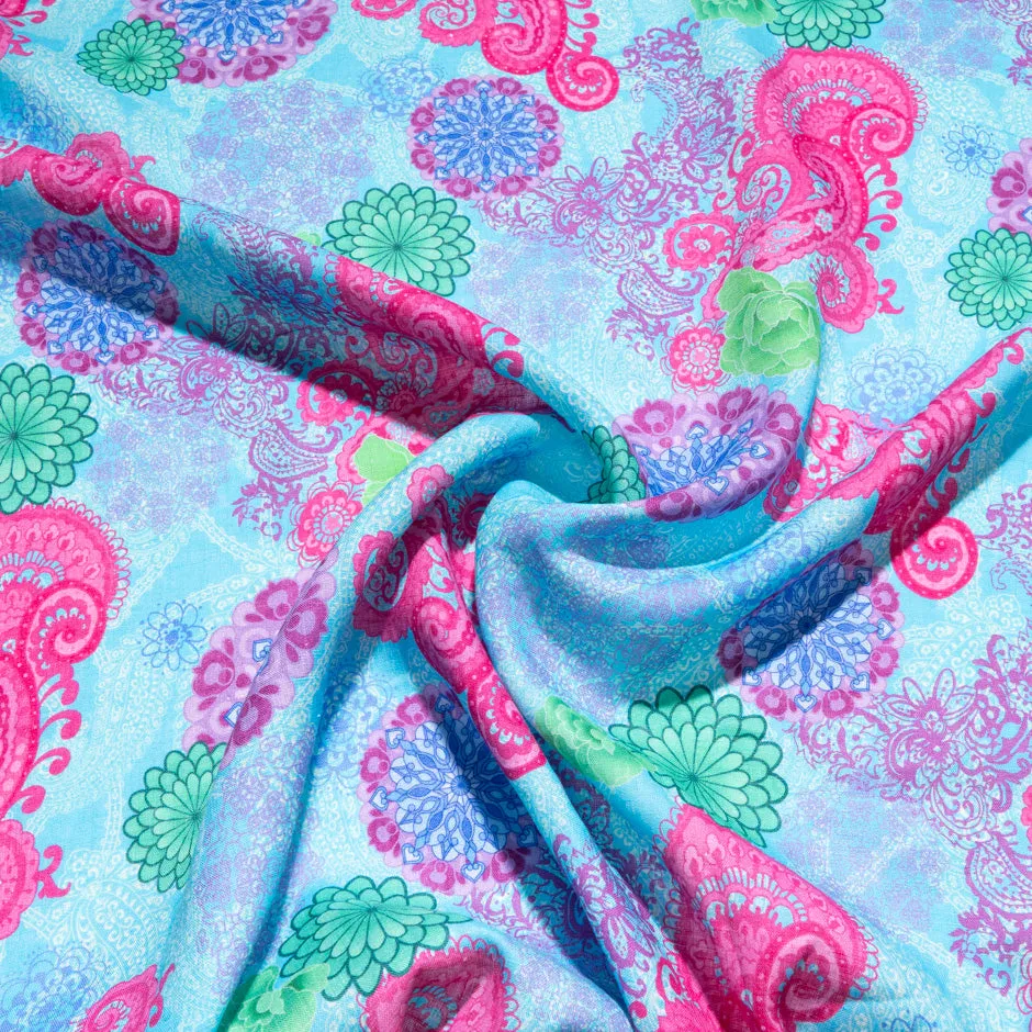 Fuchsia Pink Printed Blue Printed Linen