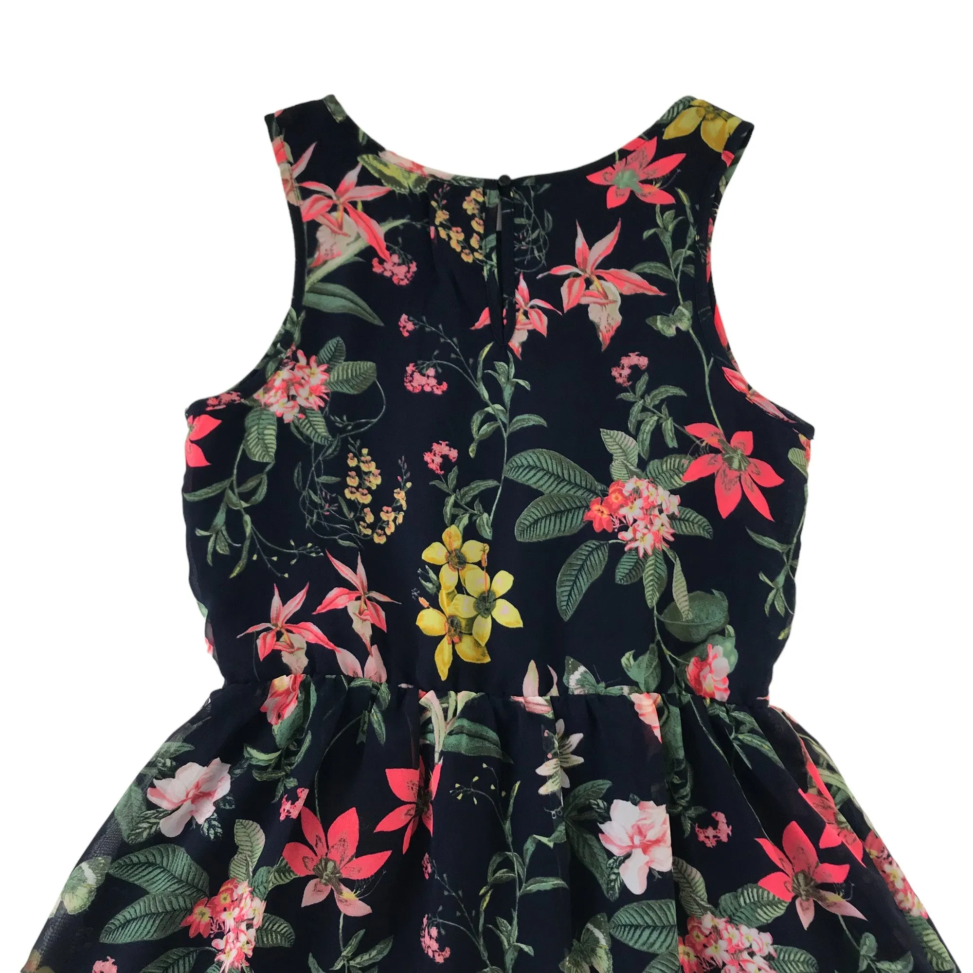 H&M dress 9 years navy blue floral print sleeveless summer