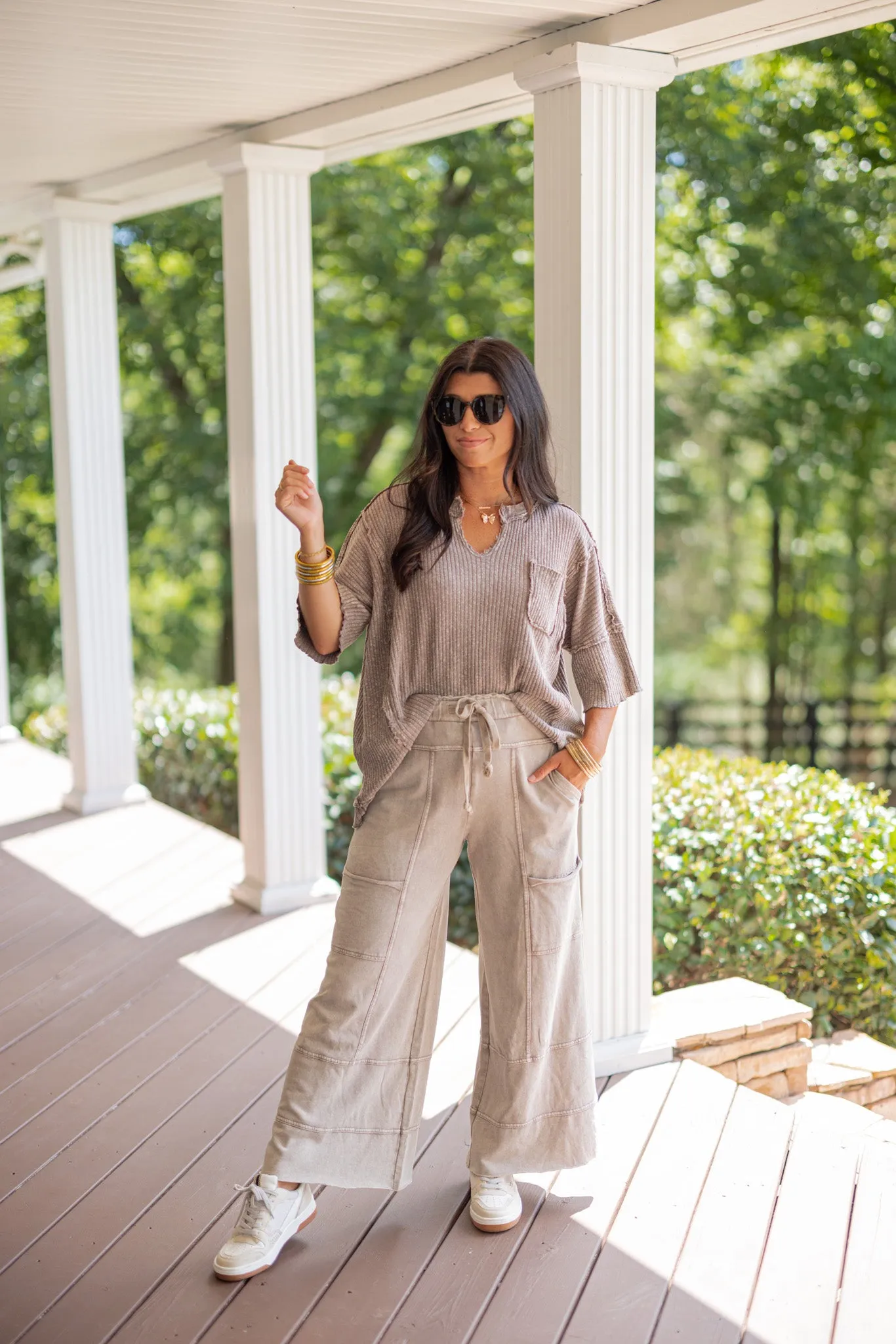 Happy Place Taupe Knit Pants