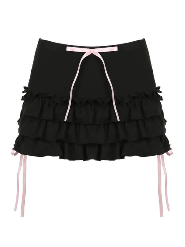 Hard candy ribbon mini skirt