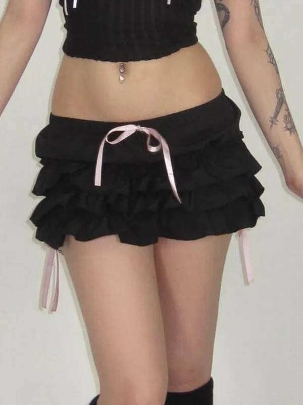 Hard candy ribbon mini skirt