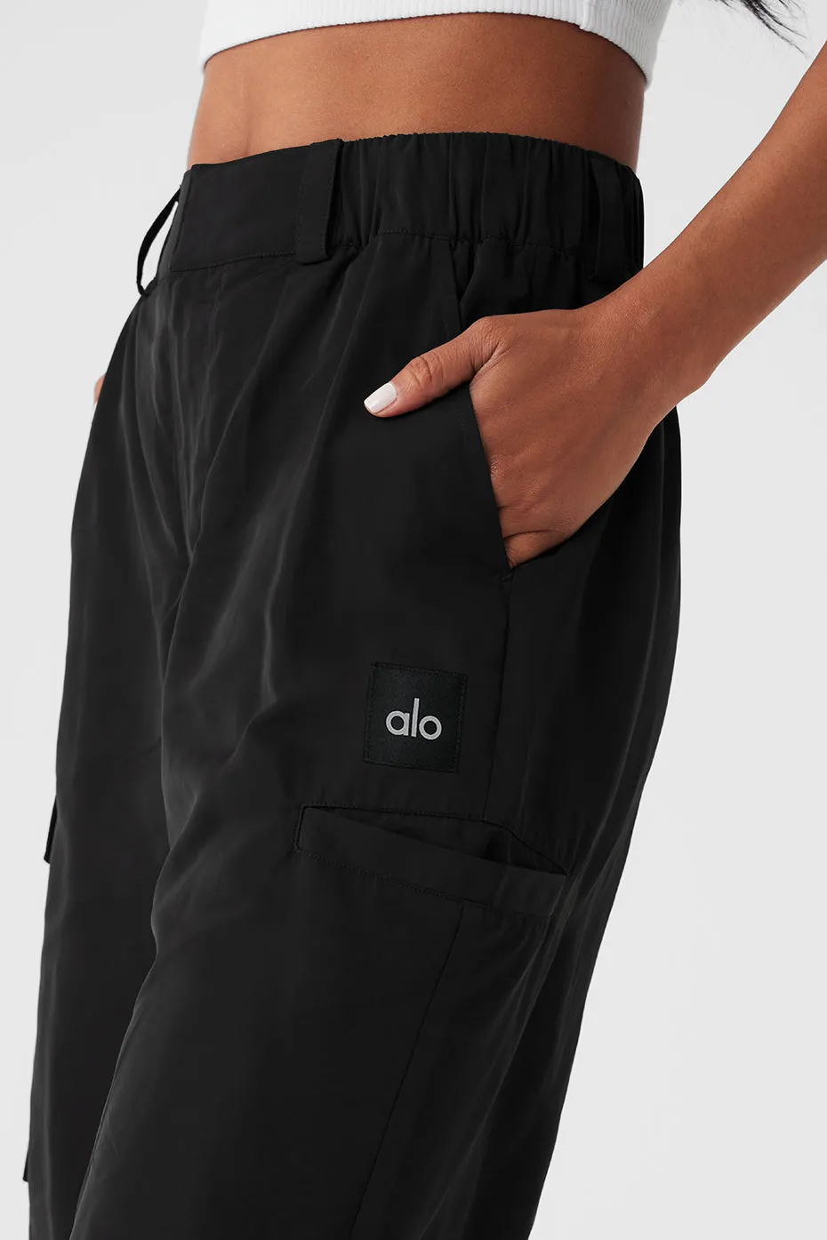 High-Waist Break Line Jogger - Black