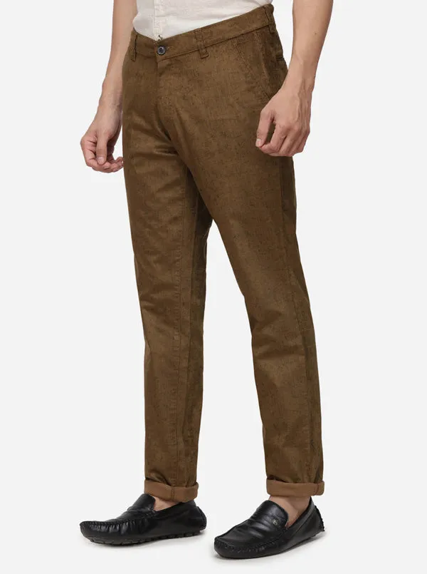 Khaki Solid Uno Fit Casaul Trouser | JadeBlue