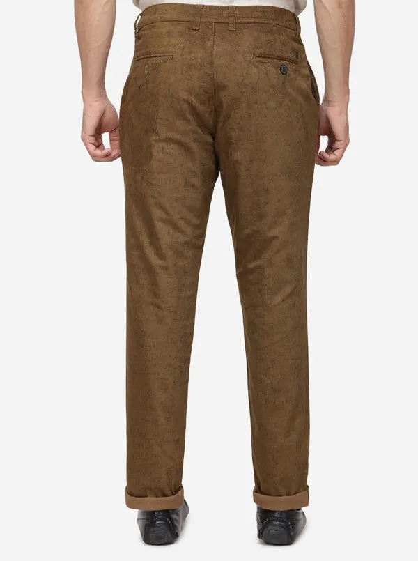 Khaki Solid Uno Fit Casaul Trouser | JadeBlue