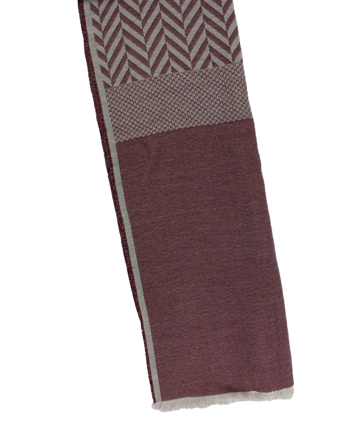 Kiton Scarf Bordeaux Gray Pattern - Luxury Cashmere Blend Shawl