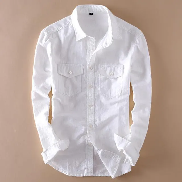 Linen Shirts Men's Casual Shirts Long Sleeve Shirts